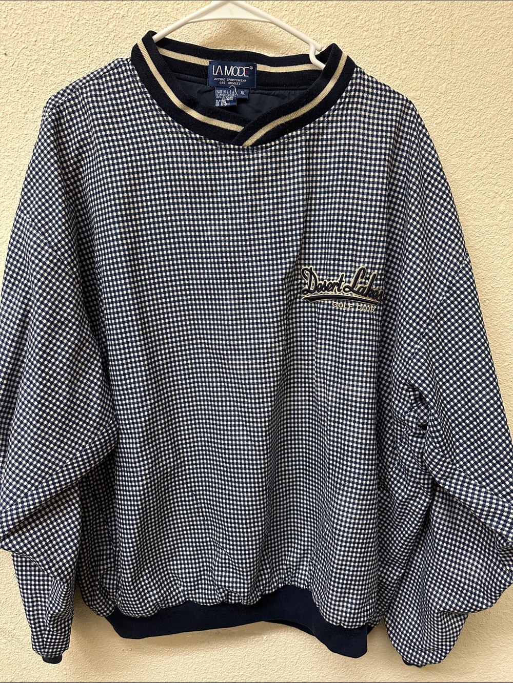 La Mode Men's Navy and White Windbreaker Jacket - Desert Lakes Golfcourse